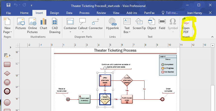 Insert PDF in Visio screenshot